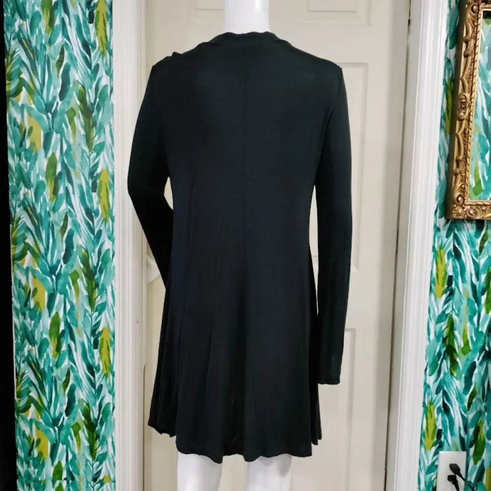 Gypsy Warrior Long Sleeve Keyhole Mock Neck Mini Dress Black Women's Size M - Picture 5 of 10